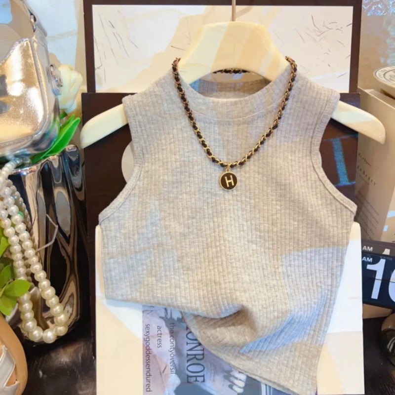 [963104] - One Set 3in1 Baju Setelan Atasan Kaos Lengan Kutung Vest Kutung Denim Bawahan Rok Panjang Fashion Korean Style Anak Perempuan Cewek - Motif Bottom Lace - BABYHOKI STORE