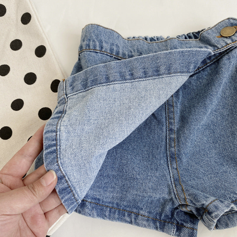 [508233] - Celana Jeans Model Semi Rok Fashion Anak Perempuan - Motif Side Cover