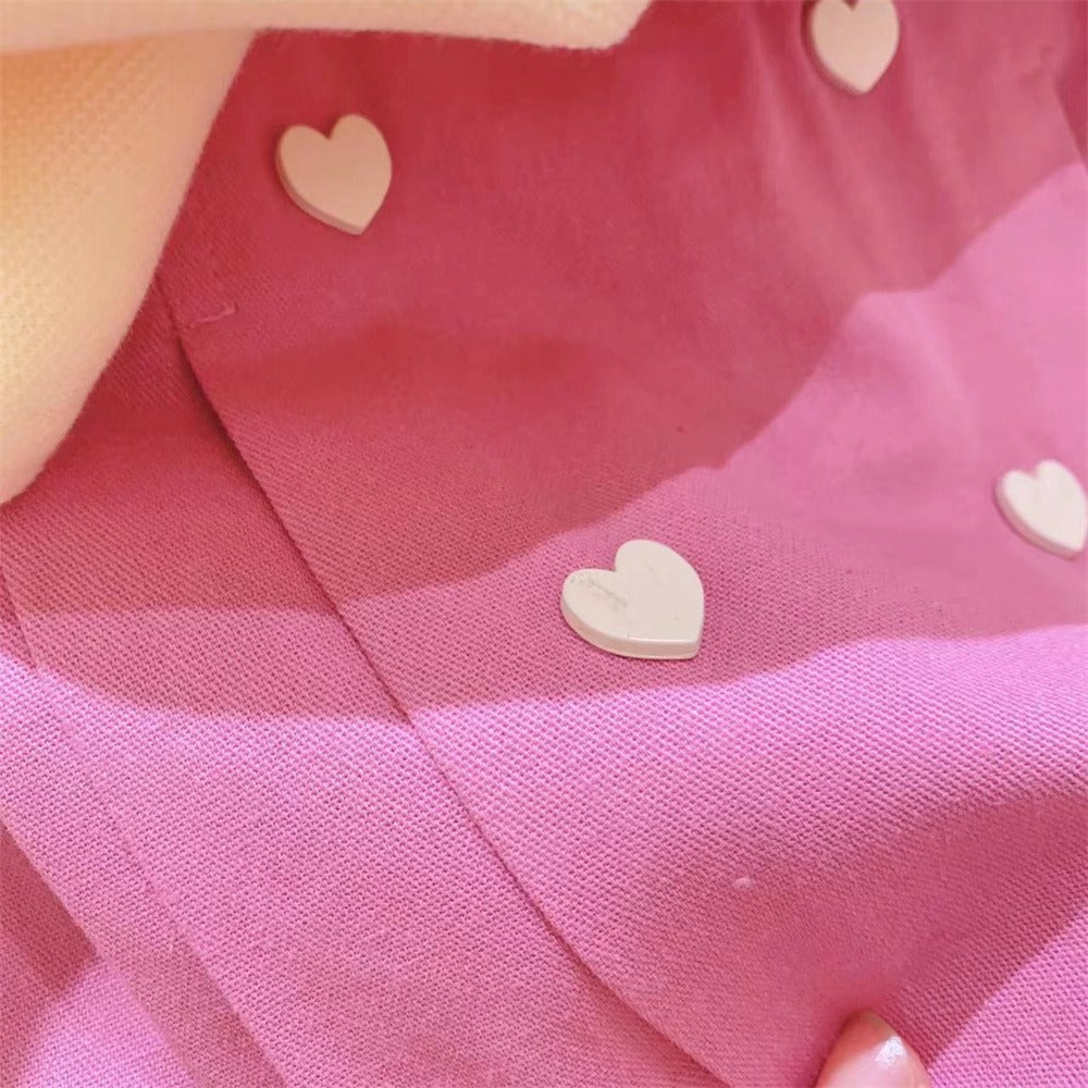 [363730] - Setelan Baju Lengan Pendek Ruffles Bawahan Rok Pendek Fashion Anak Perempuan - Motif Heart Knot