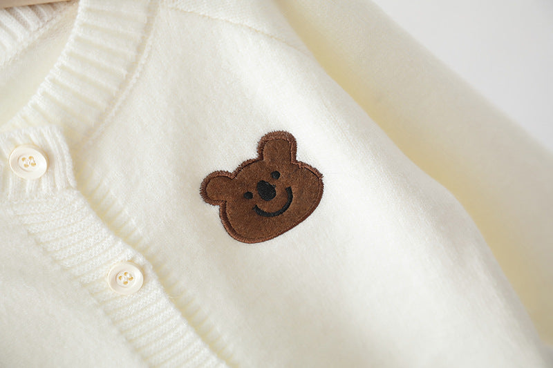 [722105] - Baju Atasan Jaket Rajut Lengan Panjang Fashion Anak Cowok - Motif Little Bear