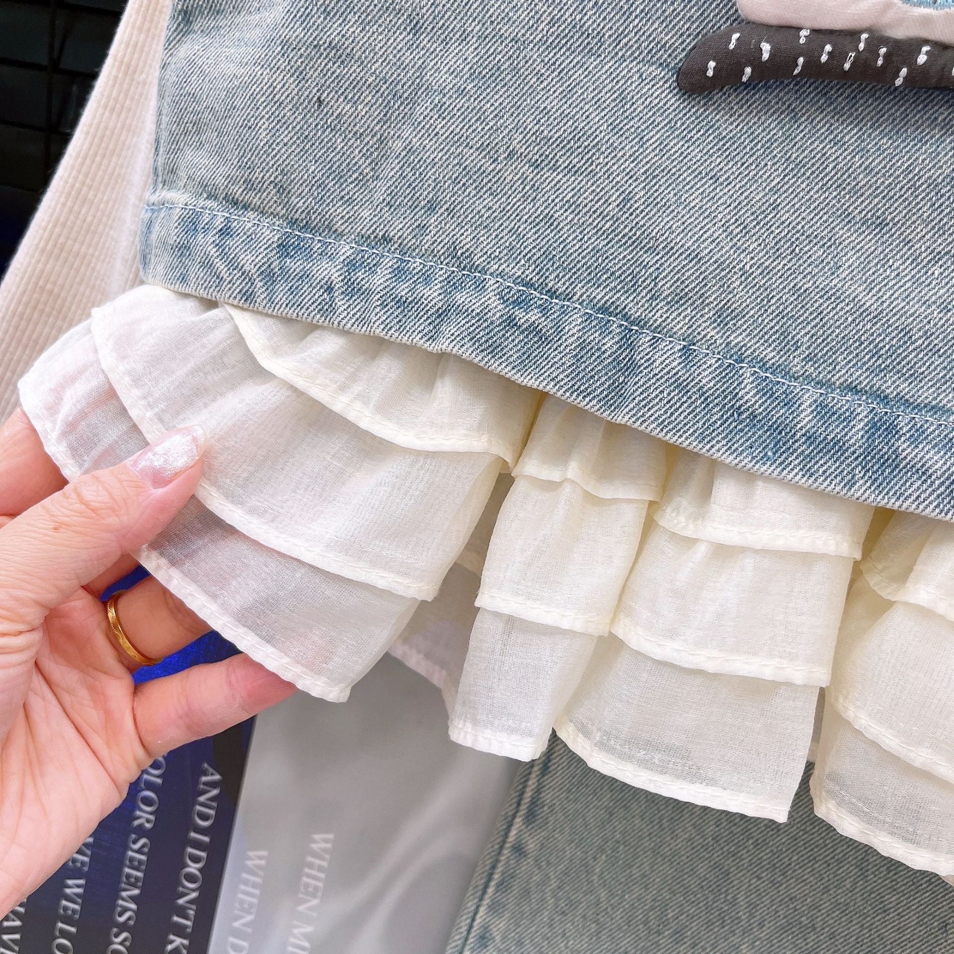 [363907] - One Set 3in1 Baju Setelan Atasan Lengan Panjang Vest Kutung Denim Bawahan Celana Panjang Denim Fashion Anak Cewek Perempuan - Motif 3D Animal Face - BABYHOKI STORE - BABYHOKI STORE