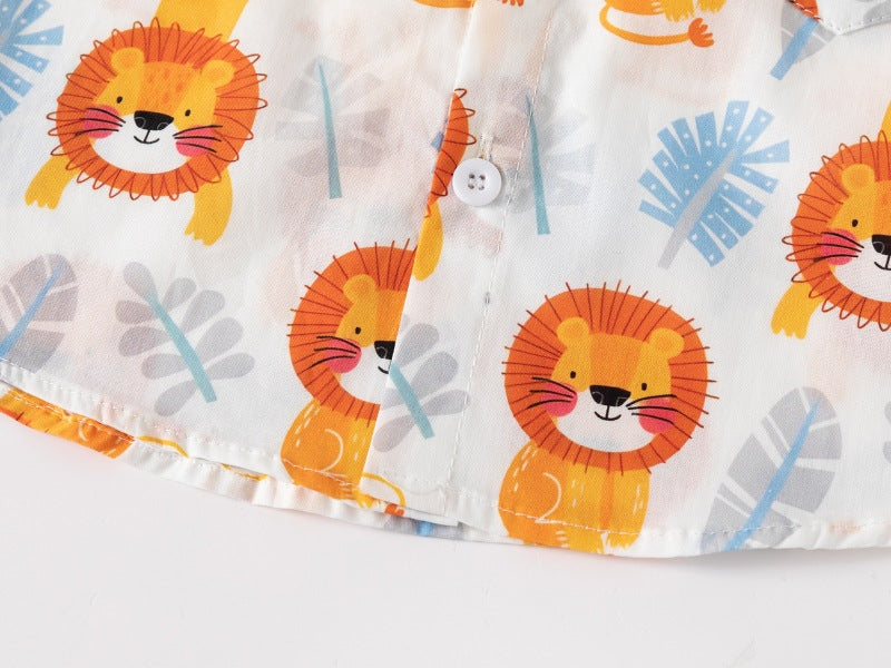 [383212] - Atasan Baju Kemeja Lengan Pendek Anak Laki-Laki - Motif Animal Car Letter Mix