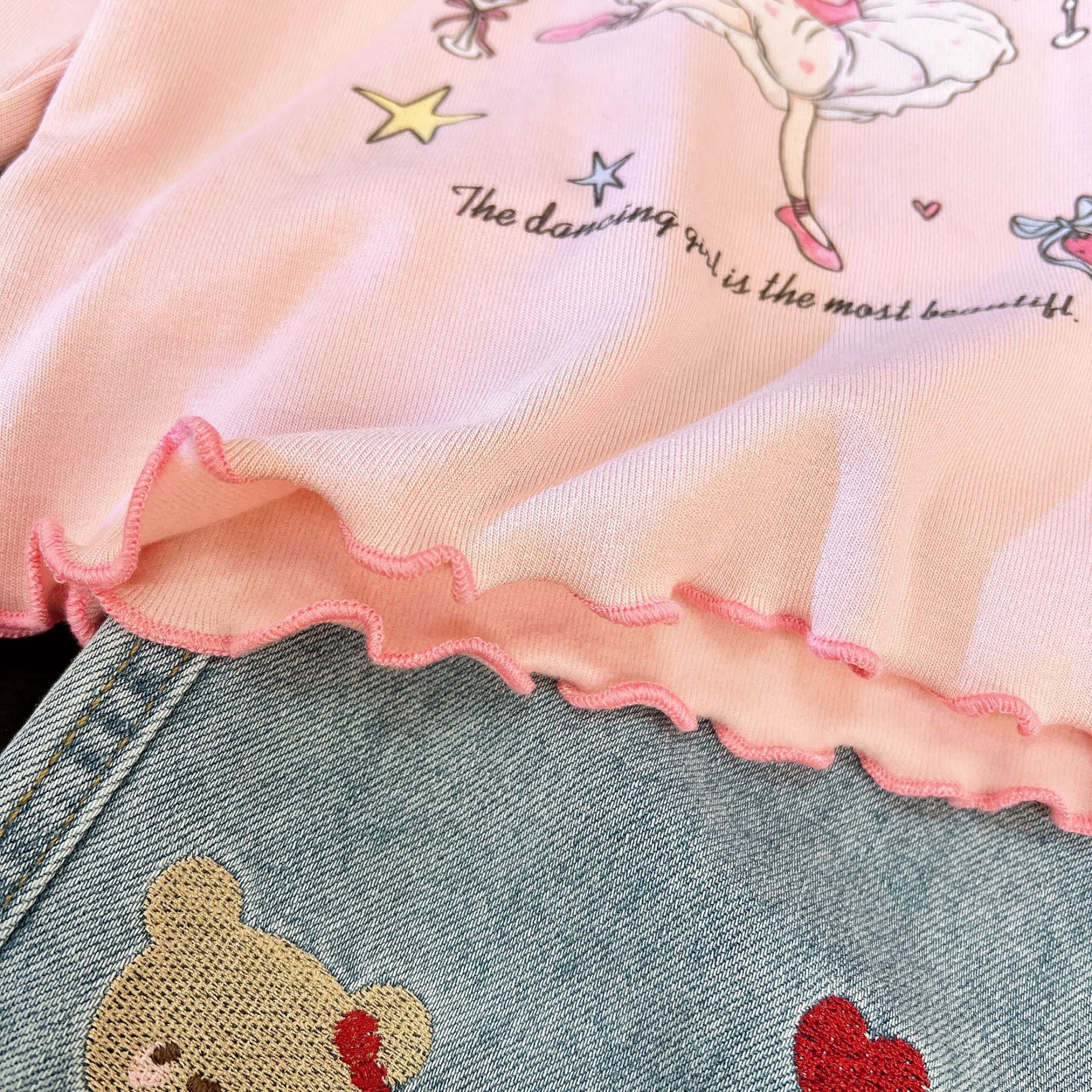 [363937] - One Set 2in1 Baju Setelan Atasan Kaos Lengan Panjang Renda Bawahan Celana Panjang Kulot Fashion Korean Style Anak Cewek Perempuan - Motif Cute Girl - BABYHOKI STORE - BABYHOKI STORE