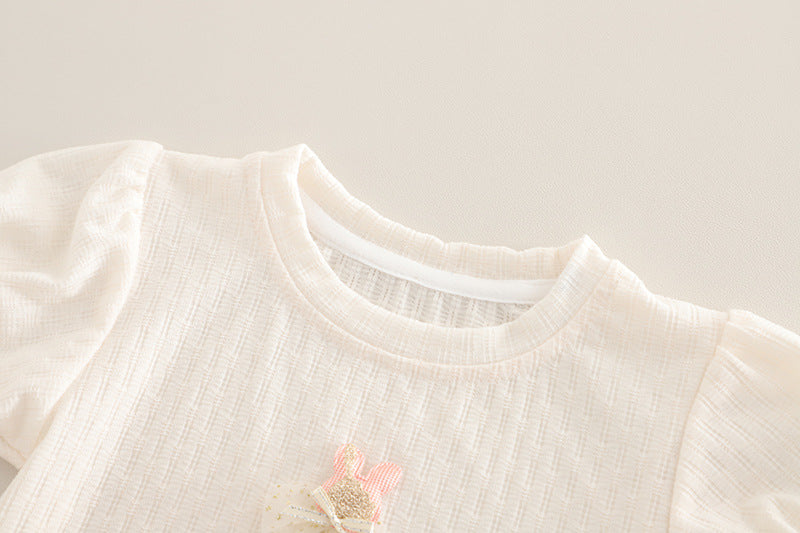 [368579] - One Set 2in1  Baju Setelan Atasan Lengan Pendek Bawahan Celana Pendek Fashion Comfortable Anak Perempuan Cewek - Motif Cute 3D Accents - BABYHOKI STORE