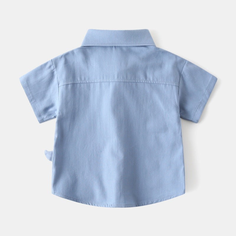 [383219] - Atasan Baju Kemeja Lengan Pendek Anak Laki-Laki Cowok - Motif T-rex - BABYHOKI STORE