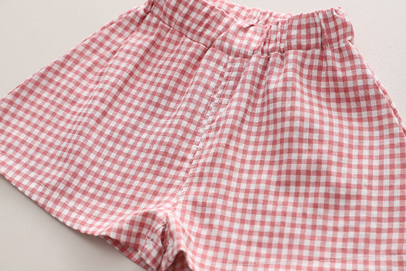 [340376] - Baju Setelan Blouse Kotak-Kotak Fashion Anak Perempuan - Motif Big Ribbon