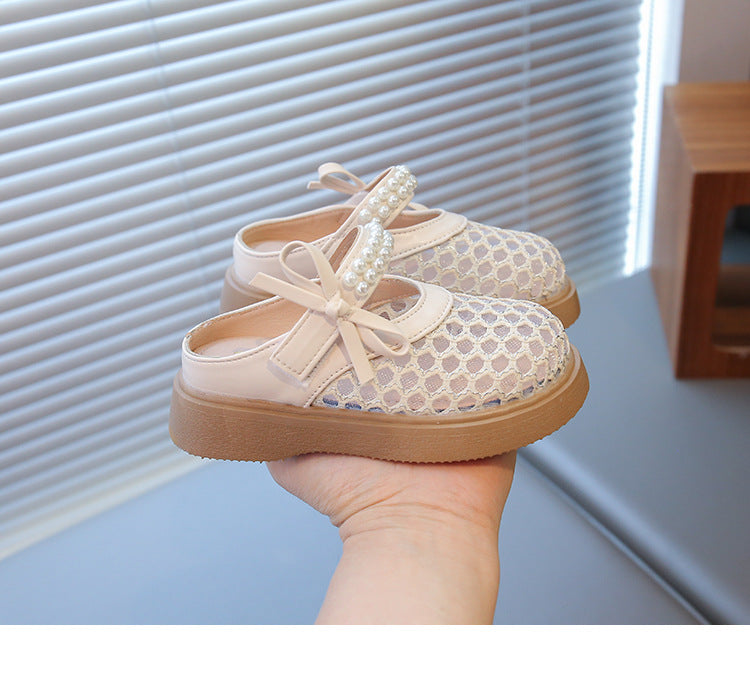 [381298 Size 26-37] - Sepatu Sandal Slip On Versatile Korean Version Anak Perempuan Cewek - Motif Hollow Pearl - BABYHOKI STORE - BABYHOKI STORE