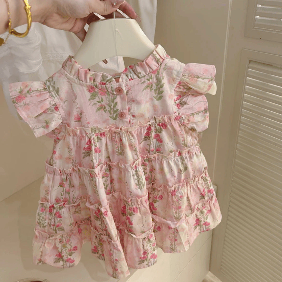 [340412] - Baju Dress Tanpa Lengan Fashion Anak Perempuan - Motif Ruffled Flowers