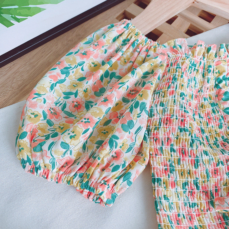 [363655] - Setelan Blouse Celana Panjang Kulot Anak Perempuan - Motif Rubber Flowers
