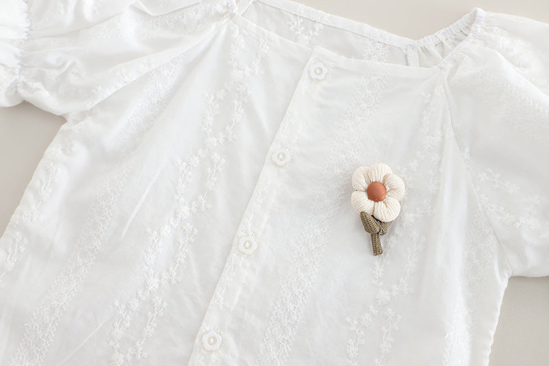 [345509] - One Set 2in1 Baju Setelan Summer Atasan Blouse Lengan Pendek Bawahan Celana Pendek Fashionable Anak Perempuan Cewek - Motif 3D Flower - BABYHOKI STORE - BABYHOKI STORE