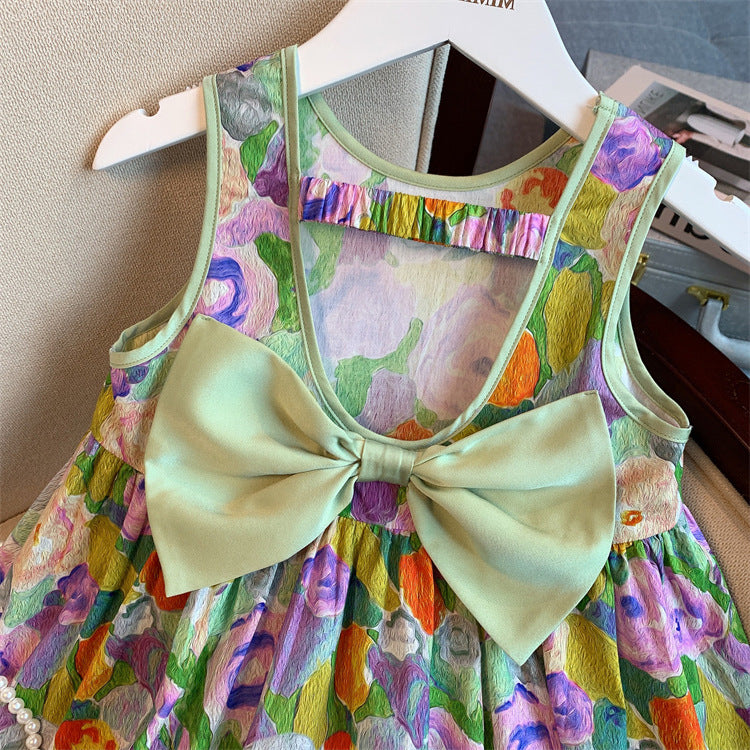 [5071030] - Baju Dress Tanpa Lengan Fashion Anak Perempuan - Motif Colorful Floral