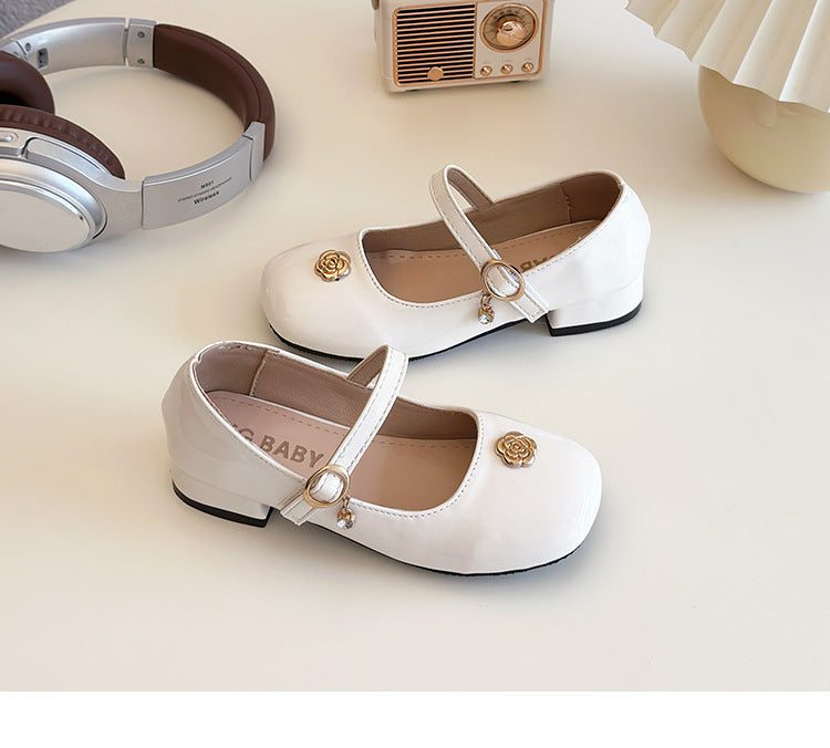 [381303 Size 27-36] - Sepatu Slip On Pesta Heels Fashion Korean Style Anak Perempuan Cewek - Motif Flower - BABYHOKI STORE - BABYHOKI STORE