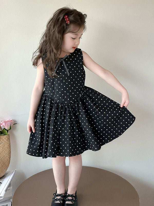 [5071193] - Baju Gaun Dress Princess Lengan Kutung Korean Version Style Anak Perempuan Cewek - Motif Polkadot - BABYHOKI STORE
