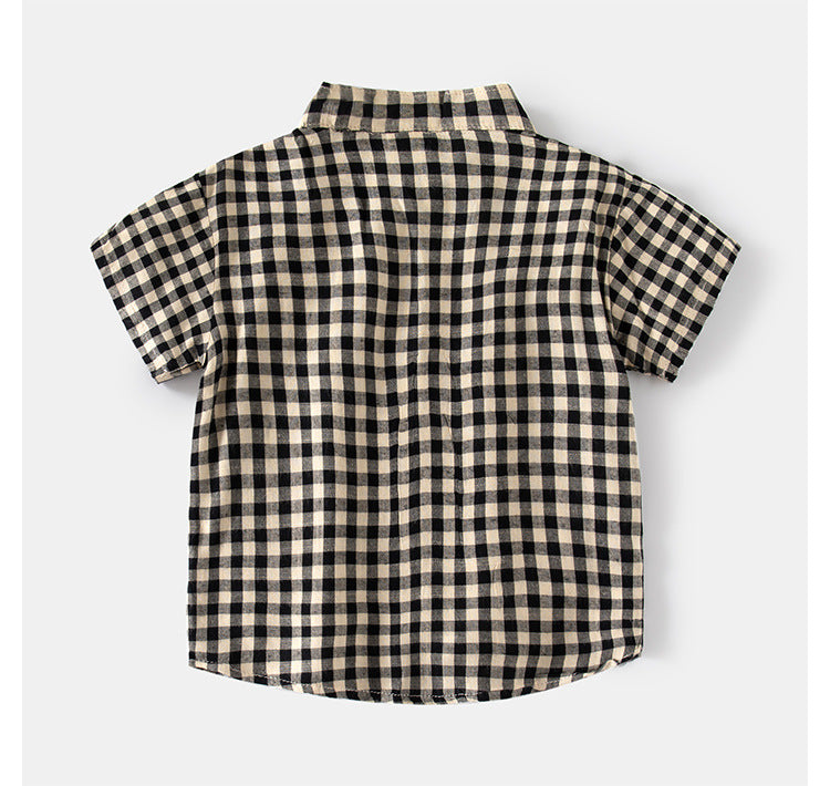[5131091] - Baju Atasan Kemeja Koko Kotak-Kotak Fashion Anak Laki-Laki - Motif Square Tartan