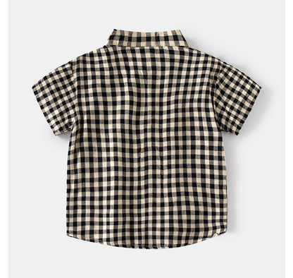 [5131091] - Baju Atasan Kemeja Koko Kotak-Kotak Fashion Anak Laki-Laki - Motif Square Tartan