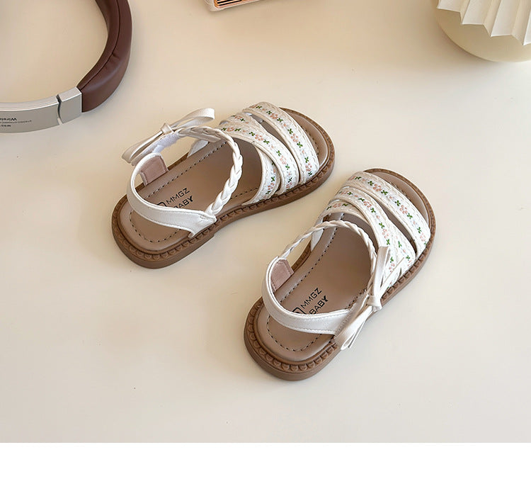 [381290 Size 21-30] - Sepatu Flat Slip On Bowknot Shoes Korean Version Anak Perempuan Cewek - Motif Floral Princess - BABYHOKI STORE