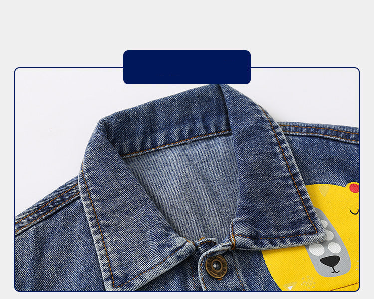 [5131120] - Baju Atasan Outerwear Jaket Rompi Lengan Kutung Jeans Fashionable Anak Laki Laki Cowok - Motif Cute Animal Face - BABYHOKI STORE - BABYHOKI STORE