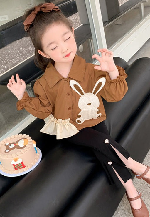 [363663] - Setelan Baju Blouse Celana Panjang Cutbray Fashion Anak Perempuan - Motif Lace Rabbit