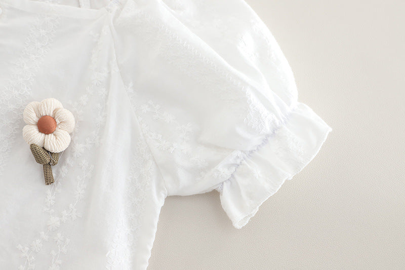 [345509] - One Set 2in1 Baju Setelan Summer Atasan Blouse Lengan Pendek Bawahan Celana Pendek Fashionable Anak Perempuan Cewek - Motif 3D Flower - BABYHOKI STORE - BABYHOKI STORE