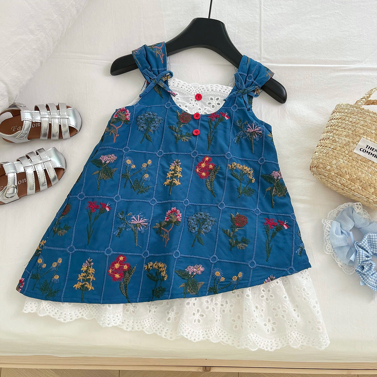 [963224] - Baju Gaun Dress Summer Lengan Kutung Korean Style Anak Perempuan Cewek - Motif Floral - BABYHOKI STORE