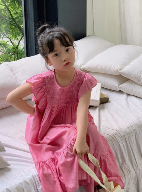 [507967] - Baju Dress Lengan Kutung Fashion Anak Perempuan - Motif Top Wrinkle