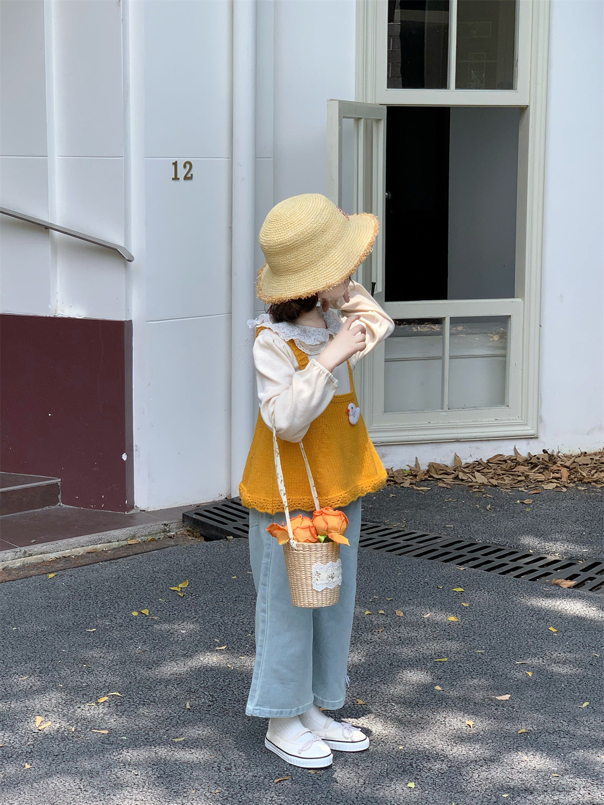 [363931] - One Set 3in1 Baju Setelan Atasan Blouse Lengan Panjang Vest Kutung Bawahan Celana Panjang Kulot Jeans Korean Fashion Anak Cewek Perempuan - Motif Cute Lace - BABYHOKI STORE