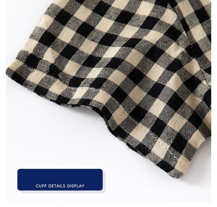 [5131091] - Baju Atasan Kemeja Koko Kotak-Kotak Fashion Anak Laki-Laki - Motif Square Tartan