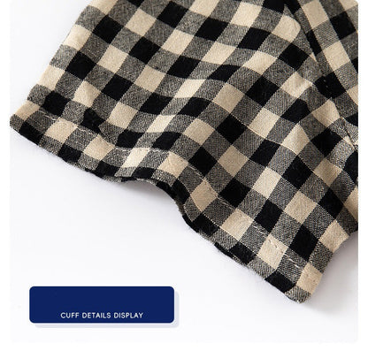 [5131091] - Baju Atasan Kemeja Koko Kotak-Kotak Fashion Anak Laki-Laki - Motif Square Tartan