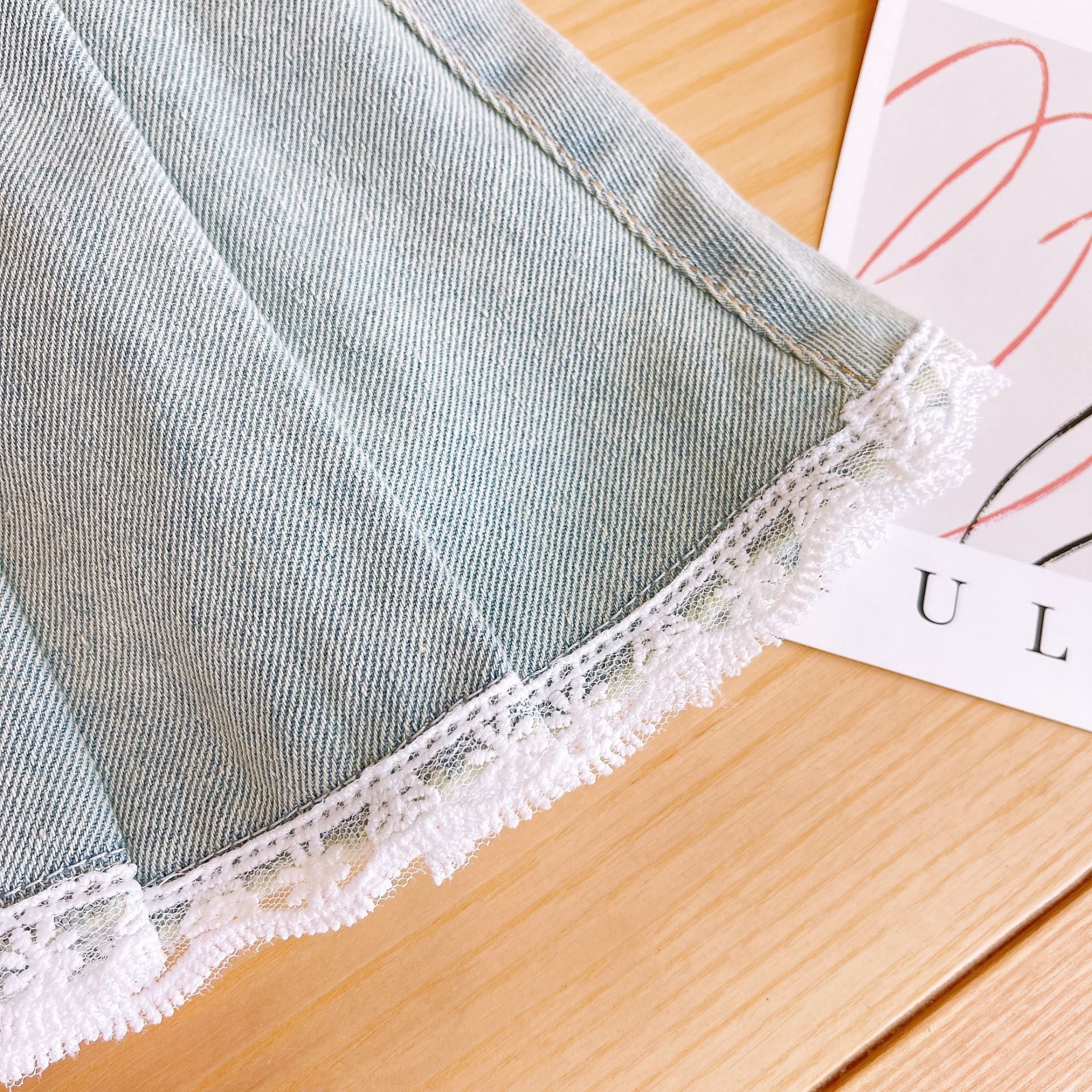 [363765] - Oneset 2in1 Denim Daily Wear Setelan Baju Lengan Pendek Bawahan Rok Pendek Fashion Anak Perempuan Cewek - Motif Heart Letter