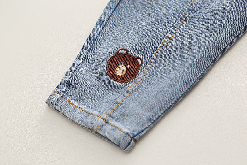 [345512] - One Set 2in1 Baju Setelan Casual Atasan Kemeja Lengan Panjang Bawahan Celana Panjang Jeans Fashionable Anak Laki Laki Cowok - Motif Bear Brown - BABYHOKI STORE - BABYHOKI STORE