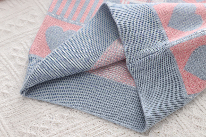 [363692] - Baju Setelan Sweater Rajut Bawahan Rok Fashion Anak Perempuan - Motif Love Object