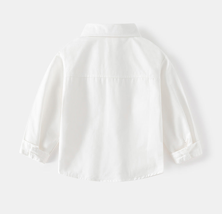[5131054] - Baju Kemeja Atasan Lengan Panjang Fashion Import Anak Laki-Laki - Motif Label Pouch
