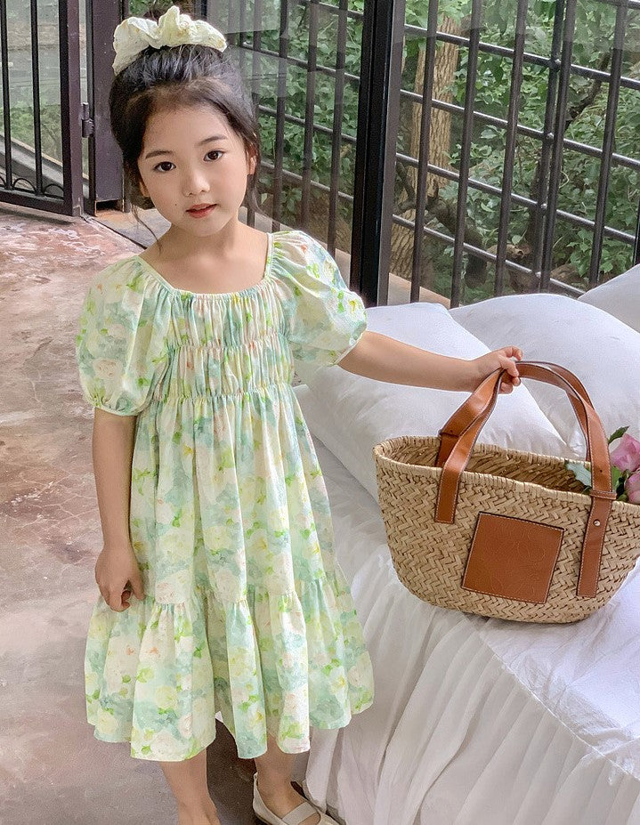 [5071024] - Baju Dress Lengan Pendek Fashion Anak Perempuan - Motif Fresh Flower