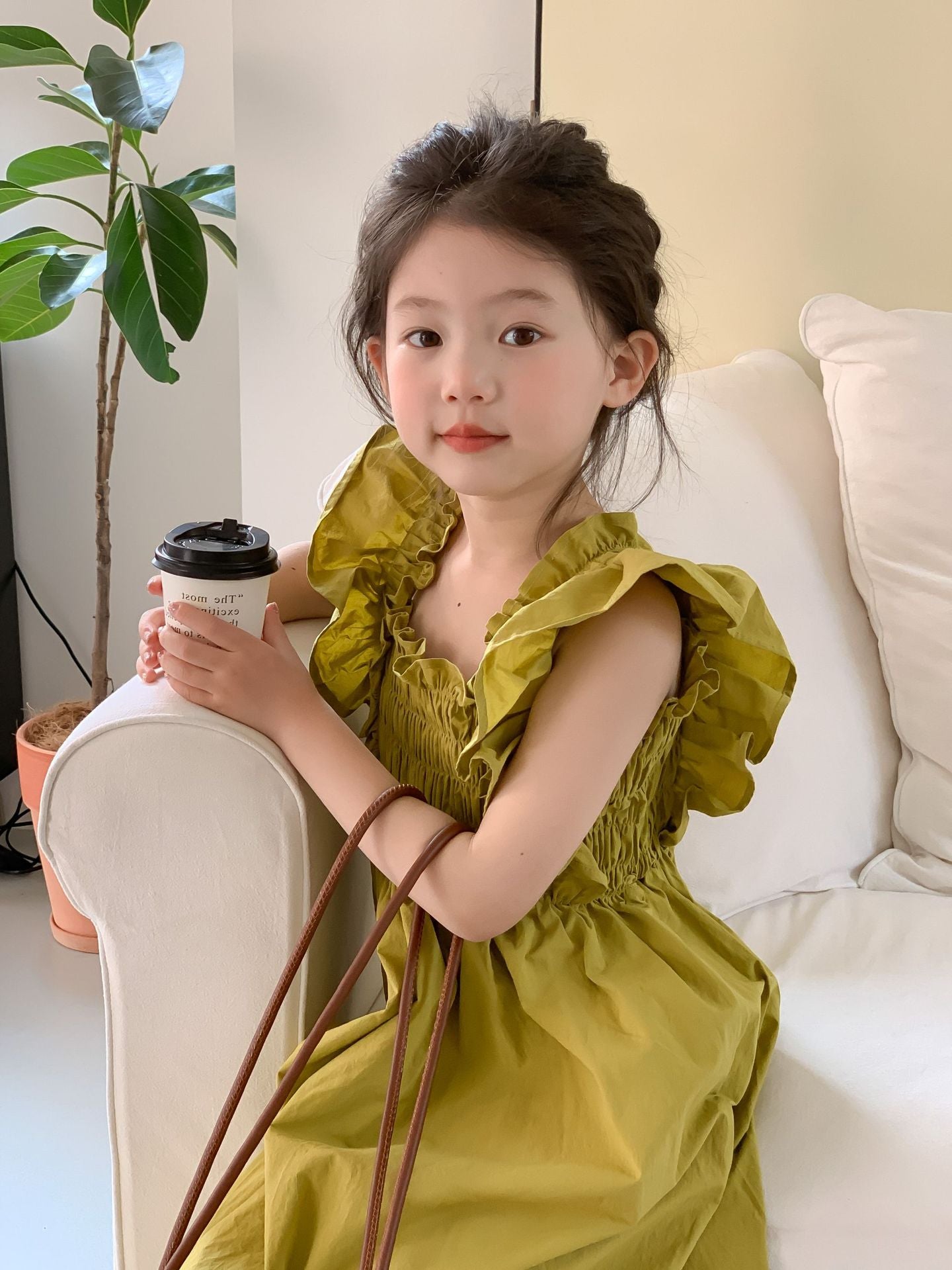 [507972] - Baju Dress Lengan Kutung Fashion Anak Perempuan - Motif Chest Wrinkle