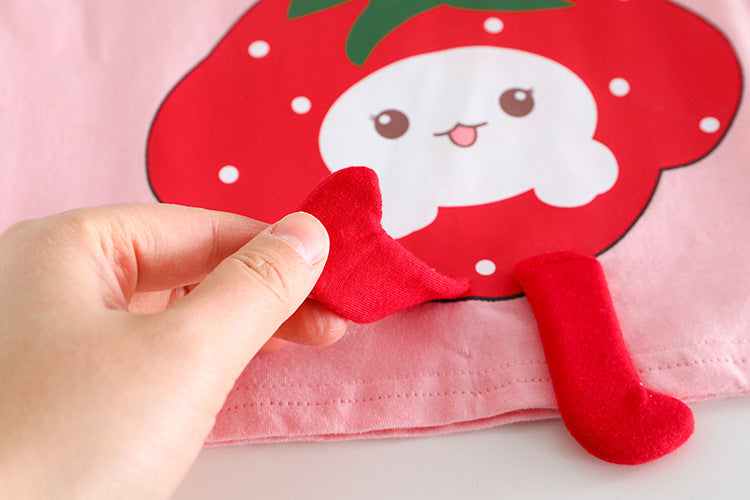 [340390] - Baju Setelan Kaos Fashion Anak Perempuan - Motif Sweet Strawberry