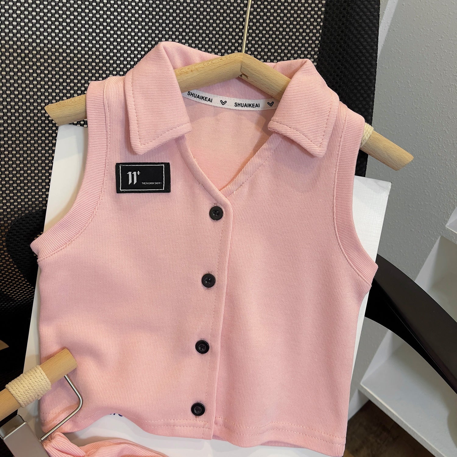 [963186] - One Set 2in1 Baju Setelan Atasan Berkerah Lengan Kutung Bawahan Celana Pendek Korea Fashion Style Anak Perempuan Cewek - Motif Basic Solid Color - BABYHOKI STORE - BABYHOKI STORE