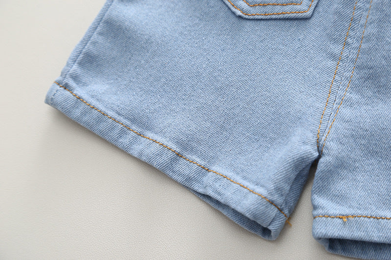 [340373] - Baju Setelan Blouse Celana Jeans Fashion Anak Perempuan - Motif Flower Brooch