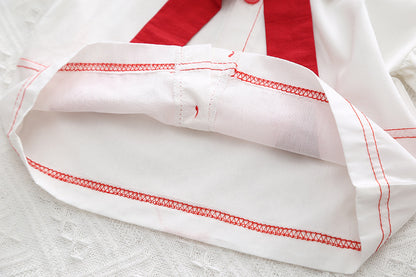 [345446] - Setelan Baju Kemeja Renda Kutung Celana Pendek Anak Perempuan Fashion - Motif Ribbon Tie