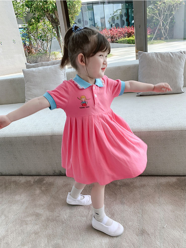 [507S180] - Baju Dress Lengan Pendek Fashion Anak Perempuan - Motif Little Girl