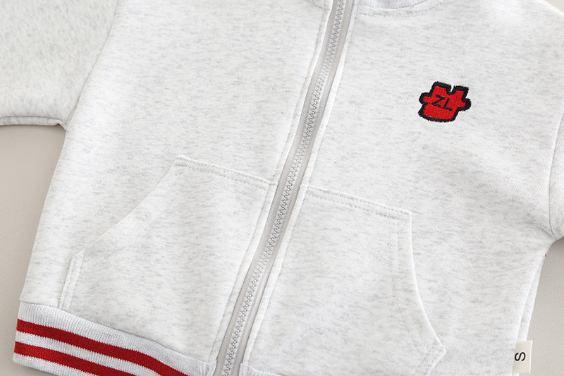 [345496] - One Set 2in1 Baju Setelan Sporty Atasan Jaket Zipper Lengan Panjang Bawahan Celana Panjang Fashionable Handsome Anak Cowok Laki-Laki - Motif Color Stripe Collar - BABYHOKI STORE - BABYHOKI STORE