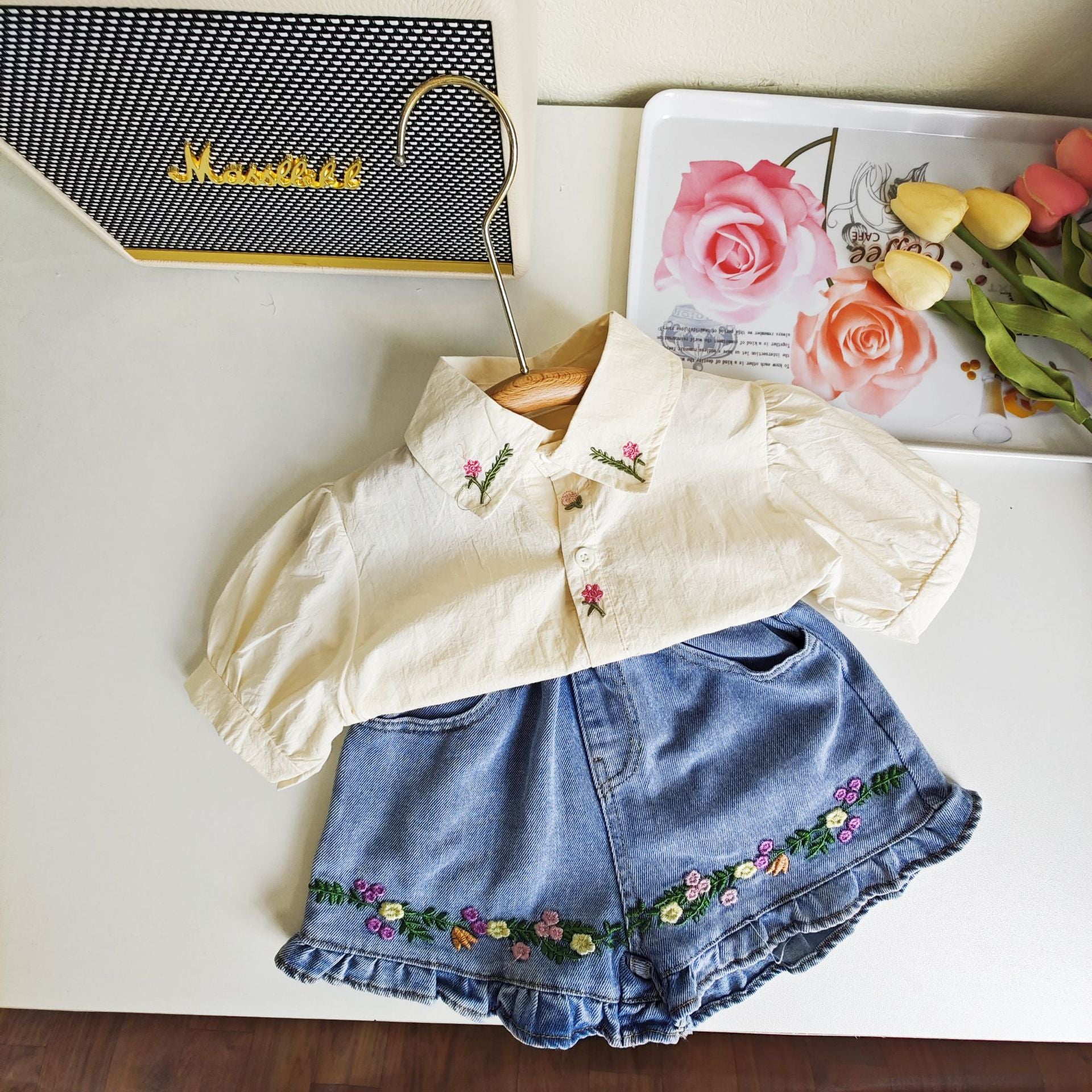 BABYHOKI STORE Usia 7 8 9 10 Tahun Baju Anak Tanggung Cewek [363651] - Setelan Atasan Lengan Pendek Celana Pendek Anak Perempuan - Motif Pretty Flower