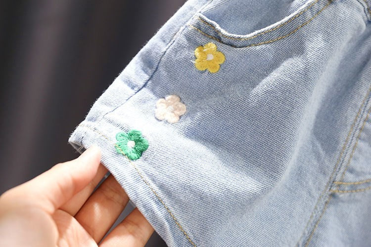 [508225]- Celana Pendek Jeans Hotpants Anak Perempuan - Motif Edge Flowers