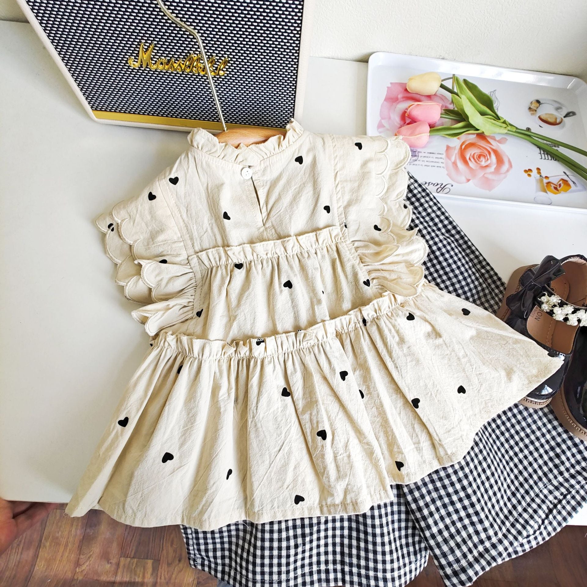 BABYHOKI STORE Usia 7 8 9 10 Tahun Baju Anak Tanggung Cewek [363650] - Baju Setelan Blouse Kutung Fashion Anak Perempuan - Motif Hearts Spread