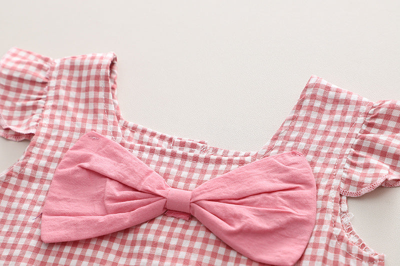 [340376] - Baju Setelan Blouse Kotak-Kotak Fashion Anak Perempuan - Motif Big Ribbon