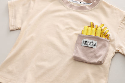 [345443] - Baju Setelan Kaos Lengan Pendek Celana Pendek Anak Cowok Fashion - Motif Pocket Fries