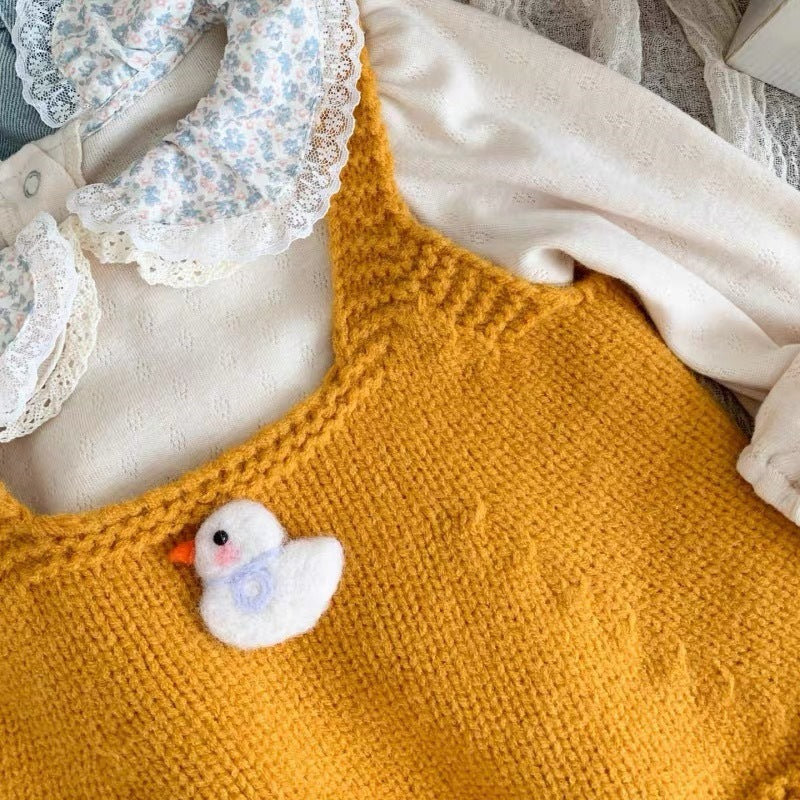 [363931] - One Set 3in1 Baju Setelan Atasan Blouse Lengan Panjang Vest Kutung Bawahan Celana Panjang Kulot Jeans Korean Fashion Anak Cewek Perempuan - Motif Cute Lace - BABYHOKI STORE - BABYHOKI STORE