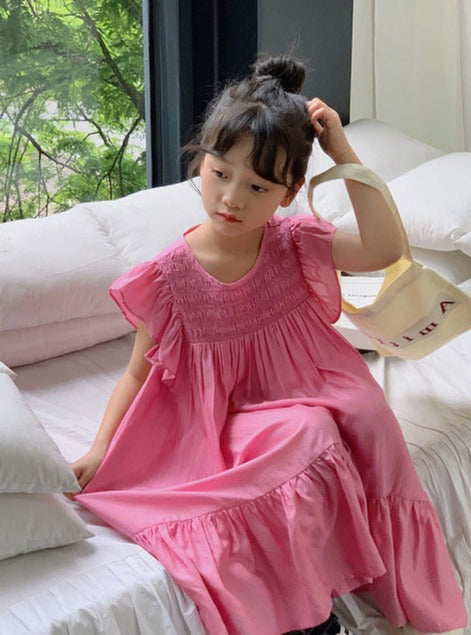 [507967] - Baju Dress Lengan Kutung Fashion Anak Perempuan - Motif Top Wrinkle