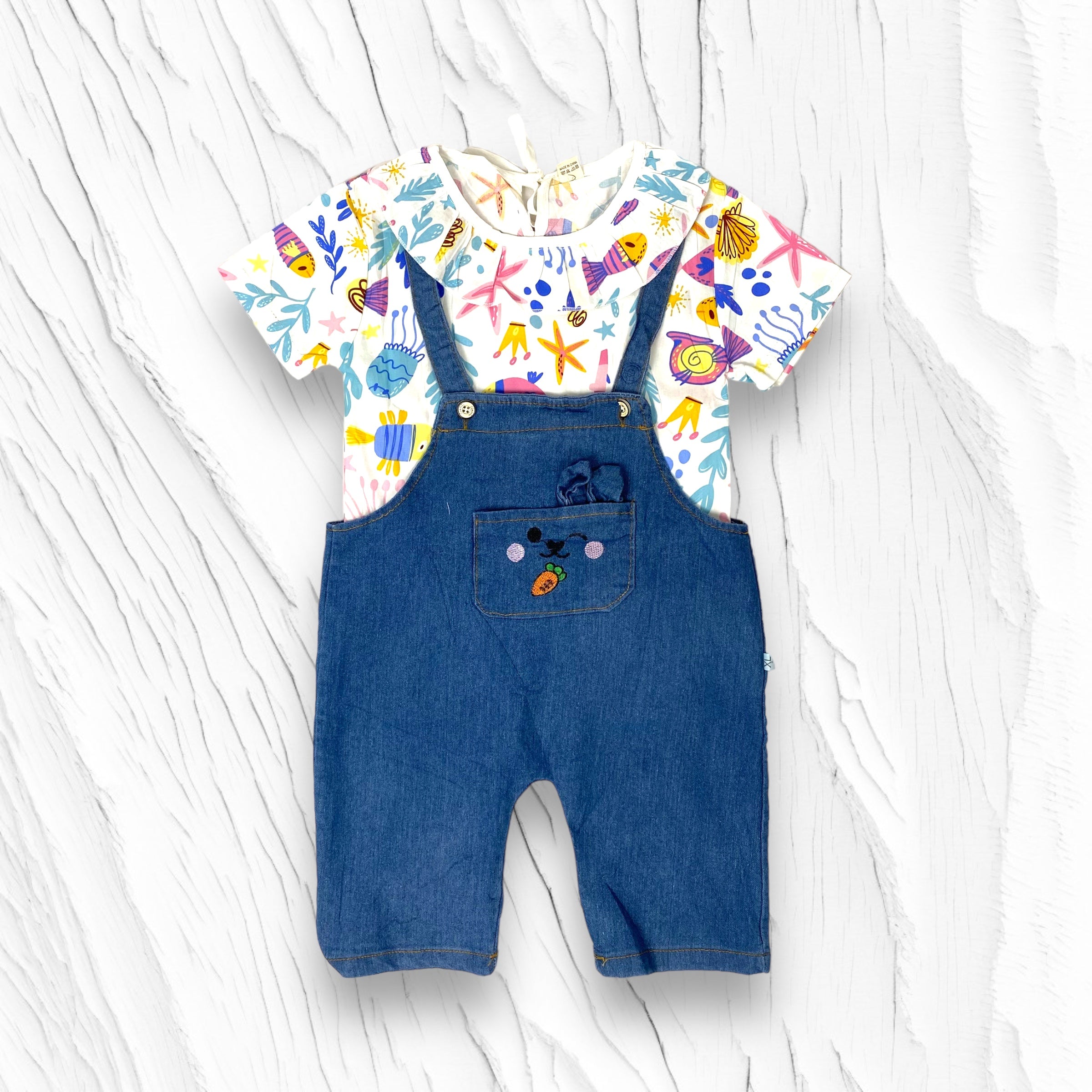 [340350-V1] - Baju Setelan Blouse Kaos Overall Fashion Anak Perempuan - Motif Marine Life