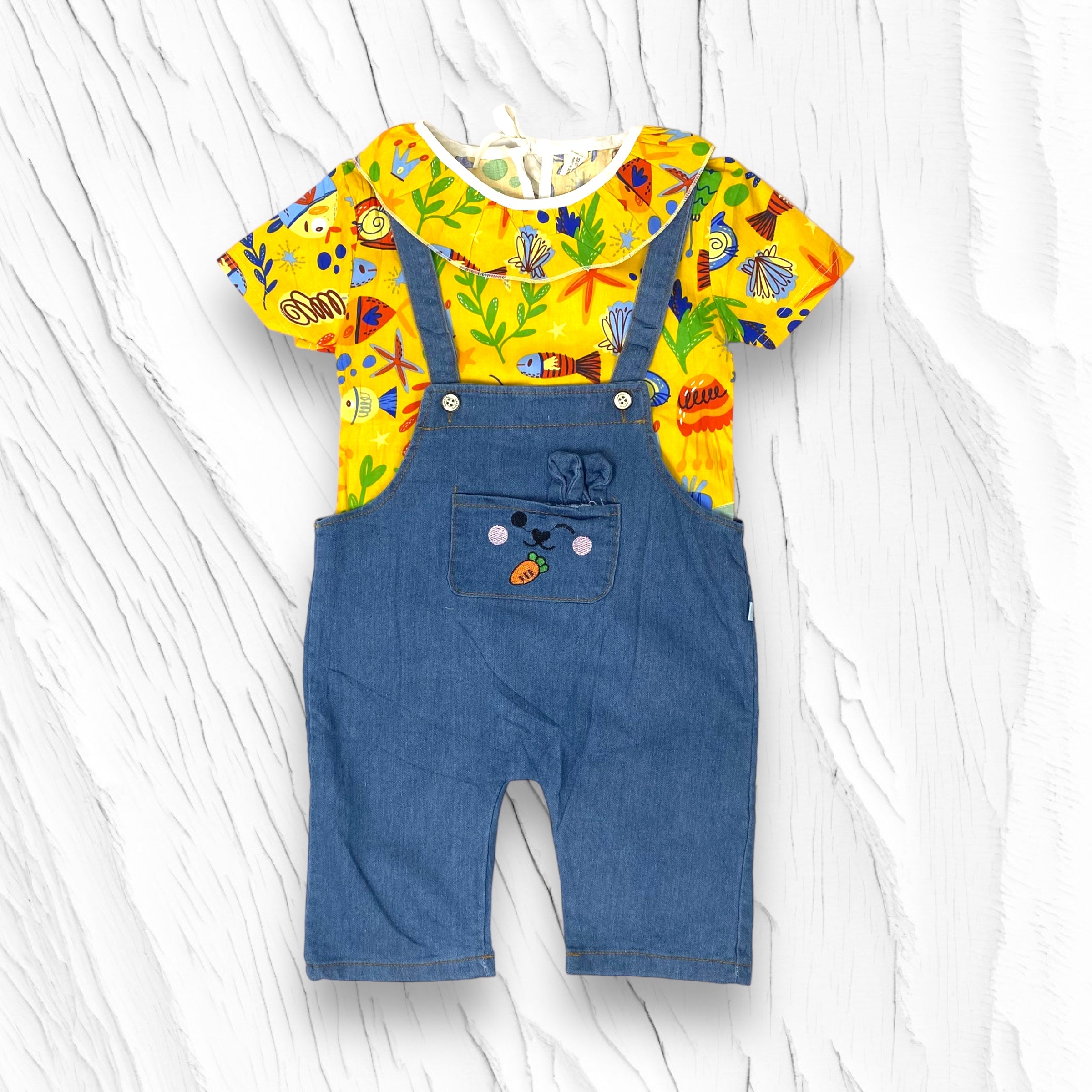 [340350-V1] - Baju Setelan Blouse Kaos Overall Fashion Anak Perempuan - Motif Marine Life
