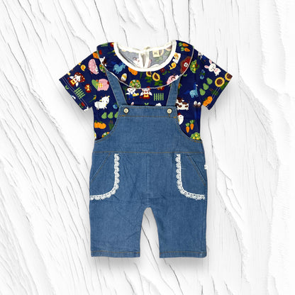 [340349-V1] - Baju Setelan Blouse Kaos Overall Fashion Anak Perempuan - Motif Life Forms